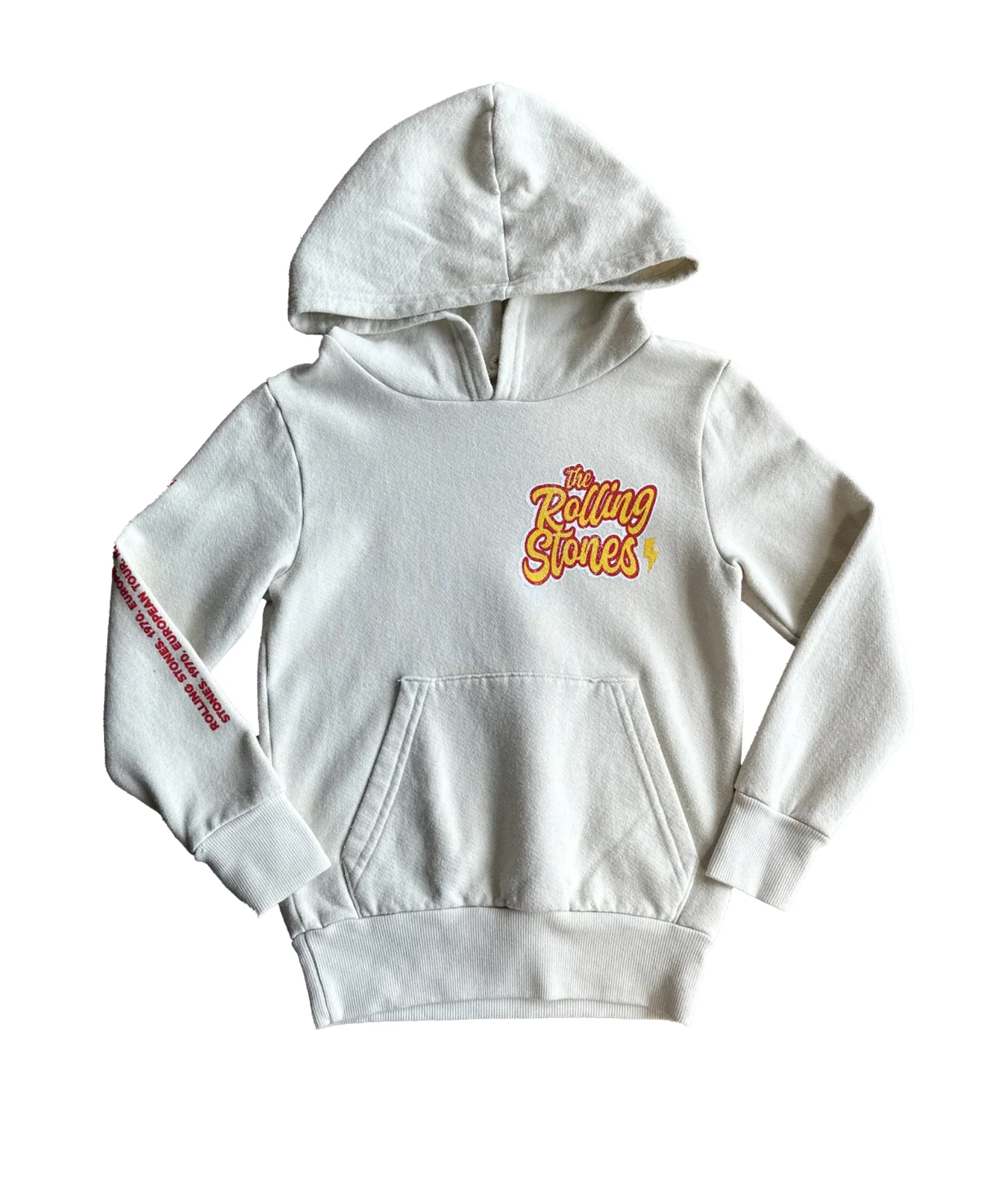 Rowdy Sprout Girls Rolling Stones Tongue Hoodie Bone - Image 2