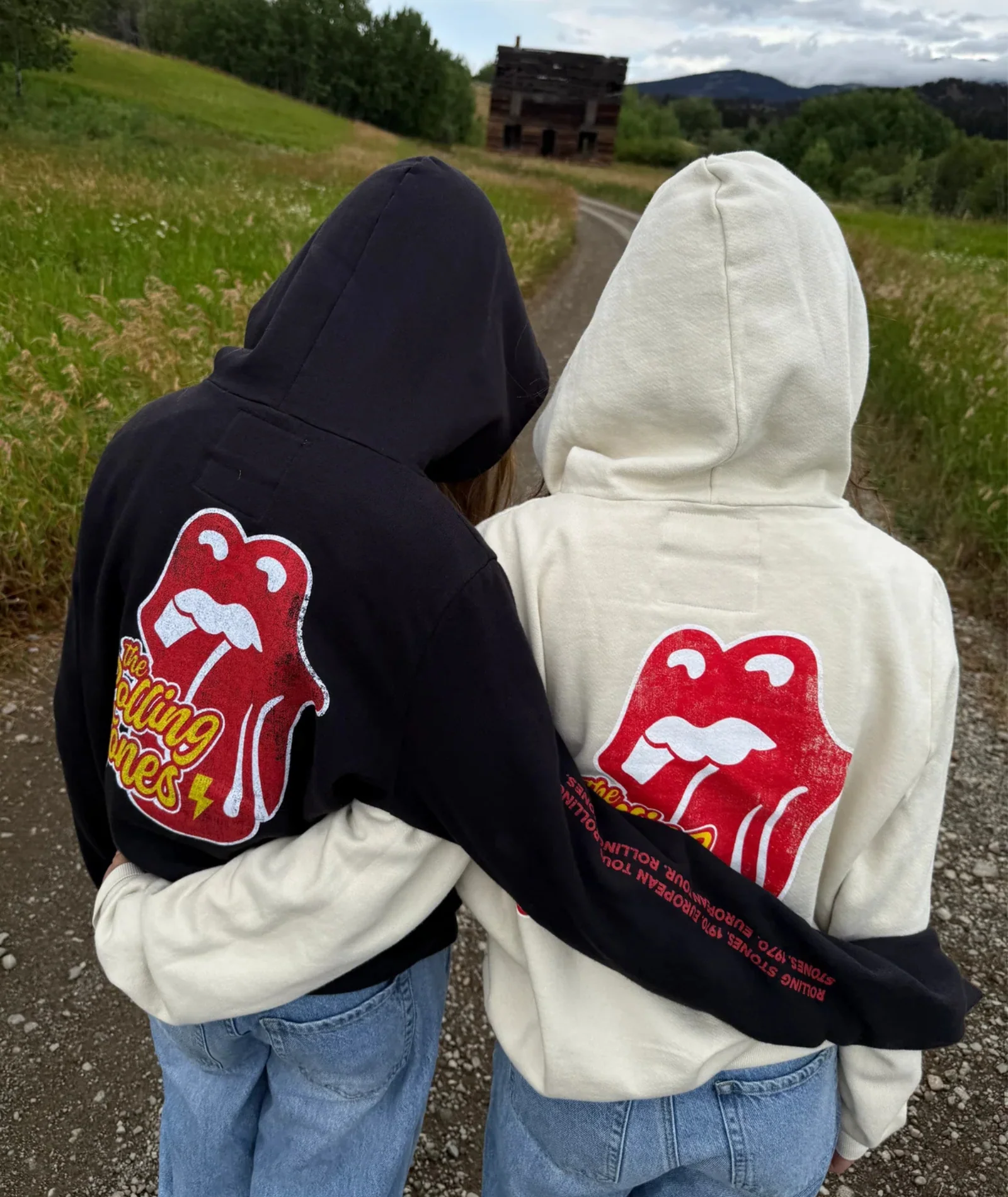 Rowdy Sprout Girls Rolling Stones Tongue Hoodie Bone - Image 3