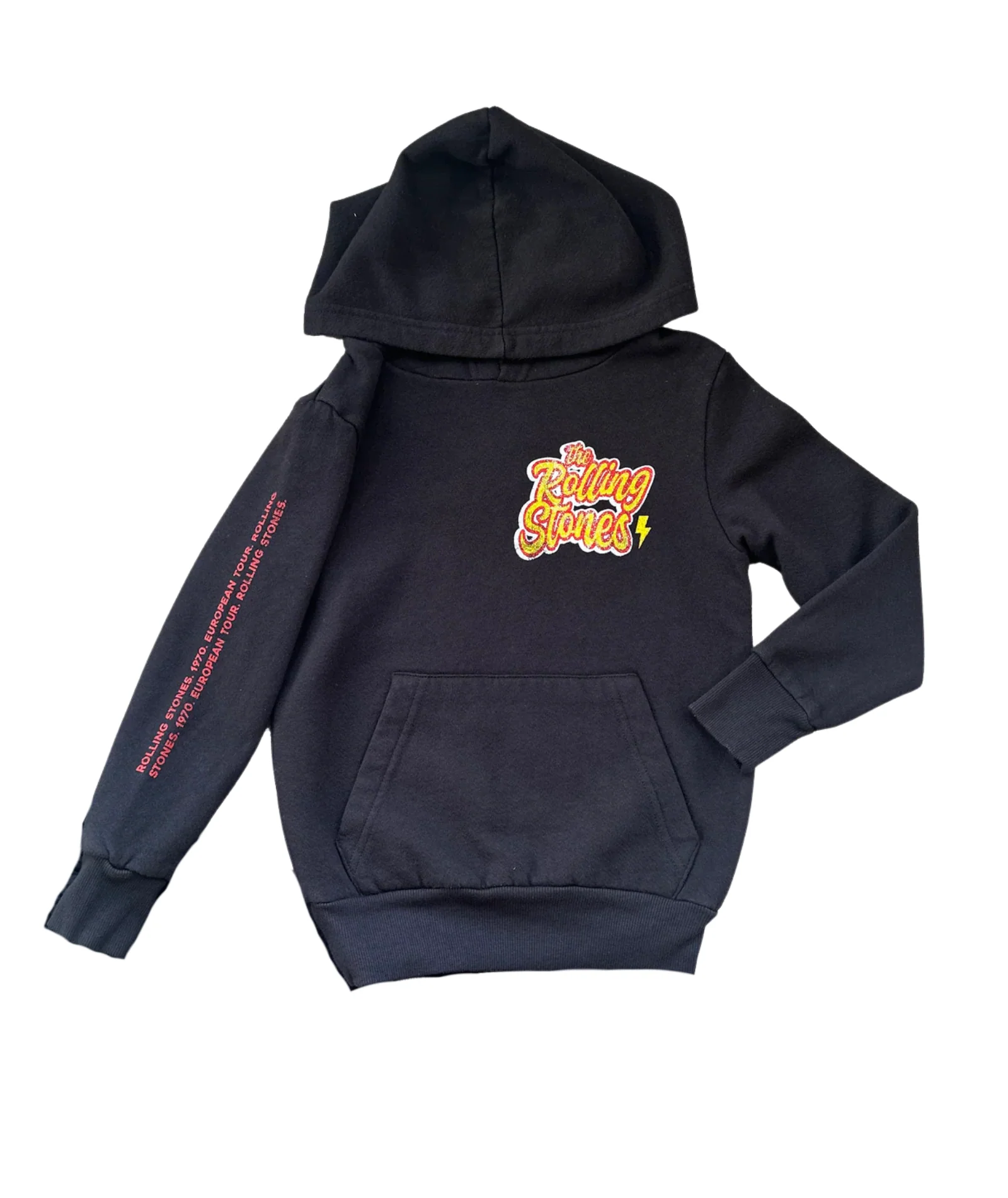 Rowdy Sprout Girls Rolling Stones Tongue Hoodie Washed Black - Image 2