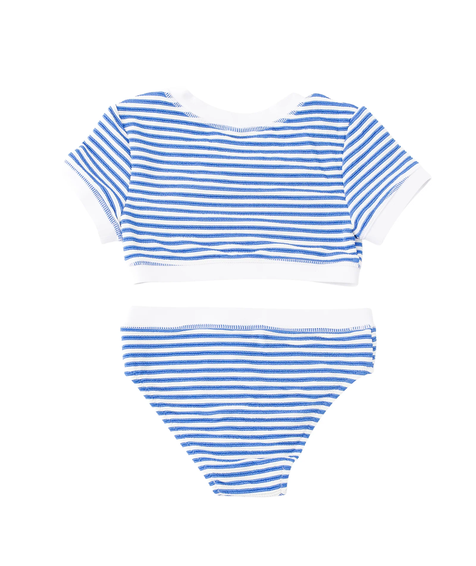 Carys Ribbed Crop 2 Piece Cobalt Striped - Image 2