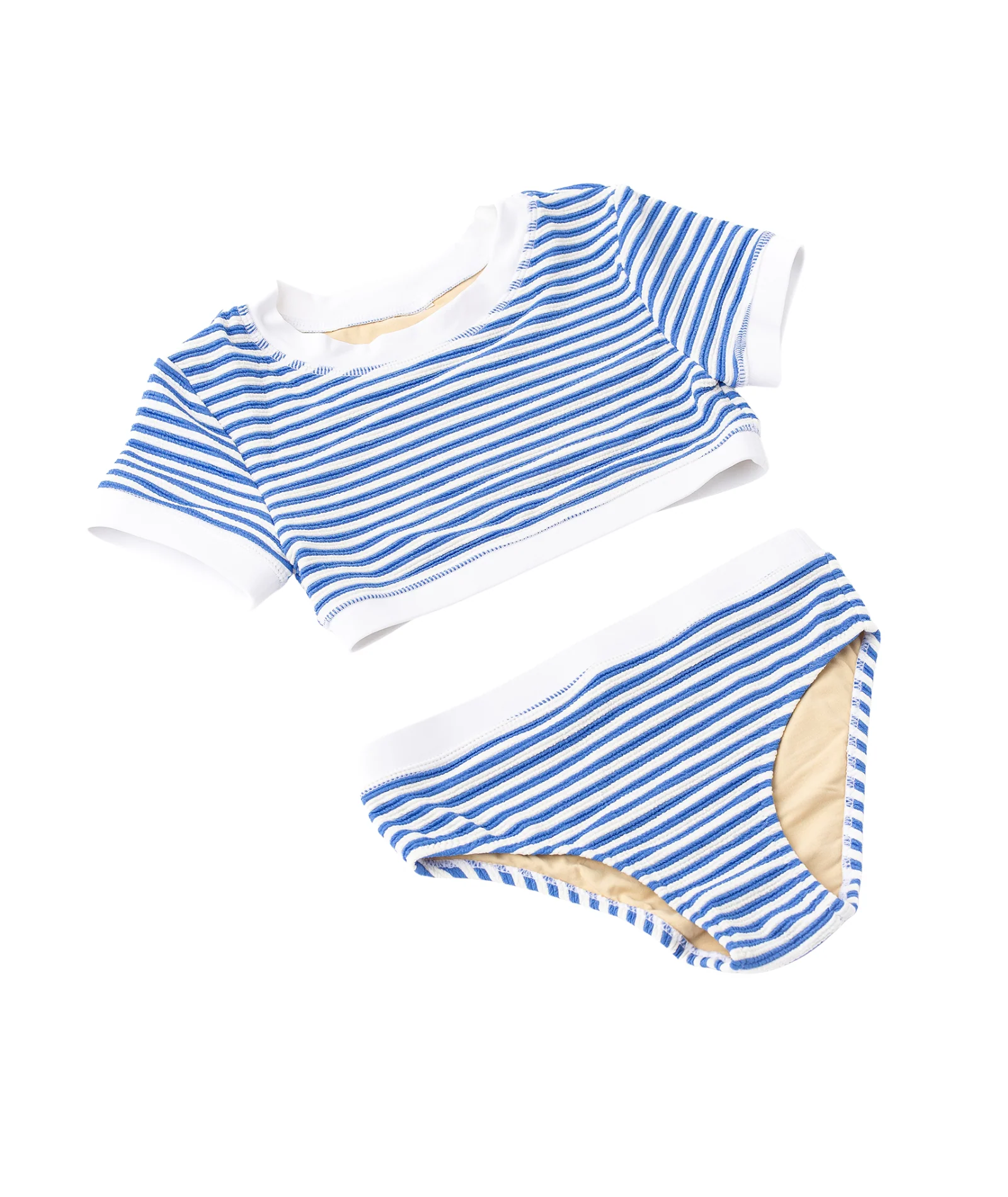 Carys Ribbed Crop 2 Piece Cobalt Striped - Image 3