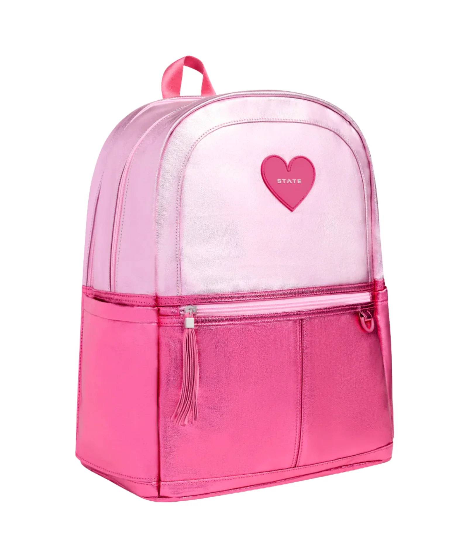 State Bags Kane Kids Double Pocket Backpack Pink/Hot Pink Colorblock - Image 2