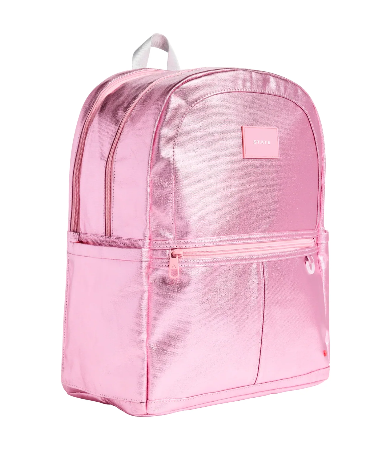 State Bags Kane Kids Double Pocket Large Backpack Pink/Silver - Image 3