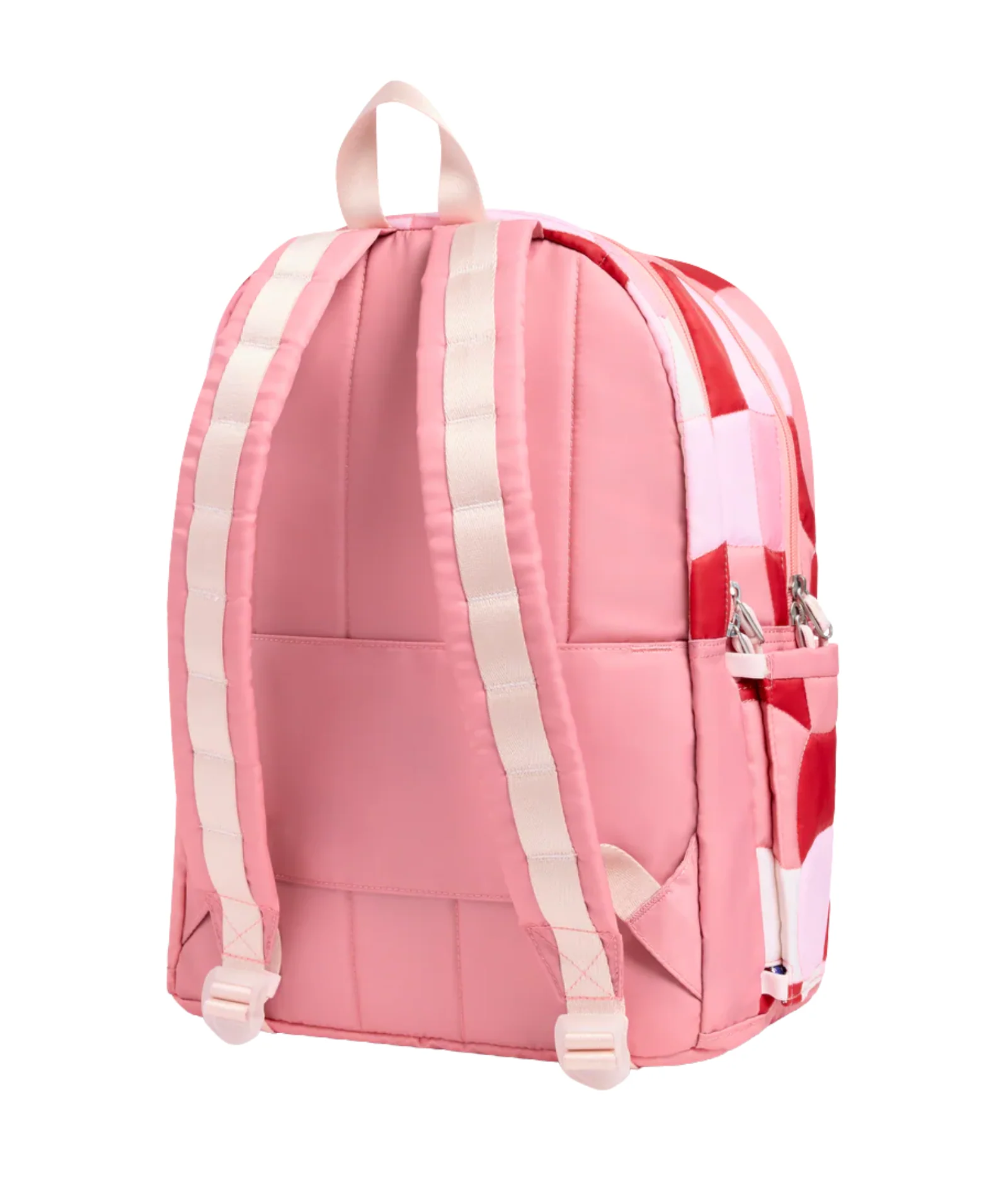 State Bags Kane Kids Double Pocket Large Backpack Pink Puffer Check - Image 3