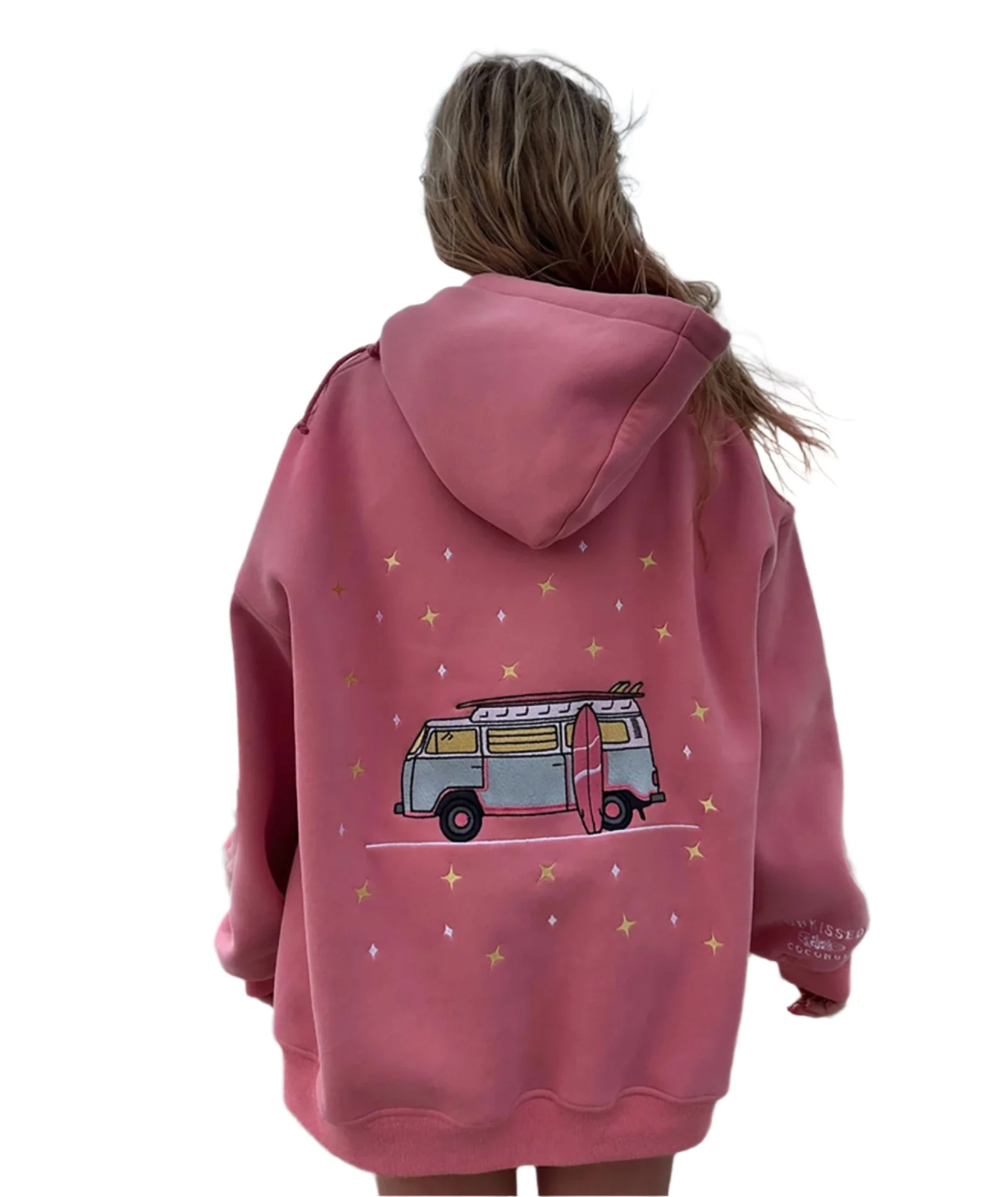 Sunkissed Coconut Juniors Embroidered Van Hoodie Salmon Pink - Image 2