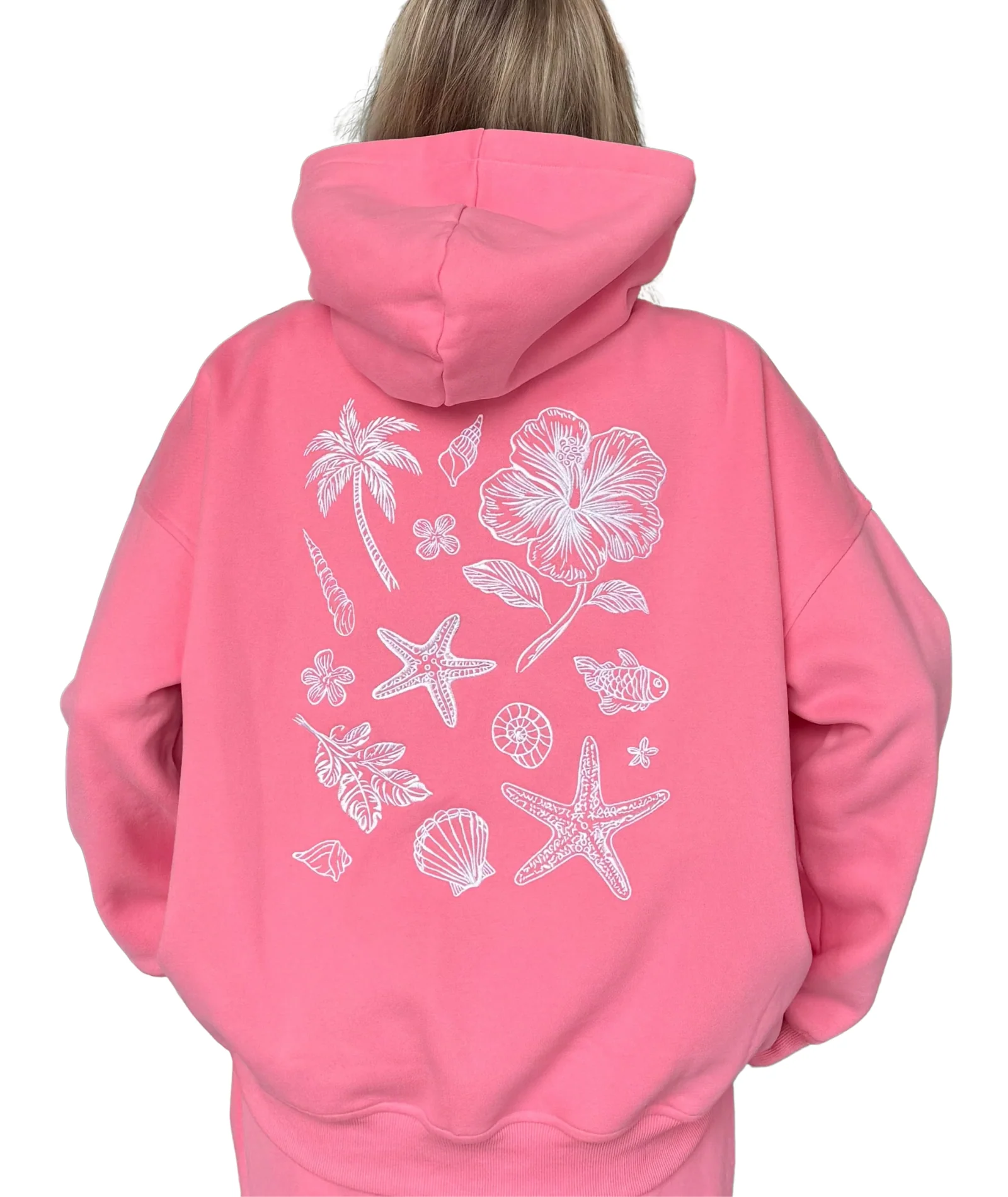 Sunkissed Coconut Juniors Hibiscus Pink Tropical Hoodie - Image 2