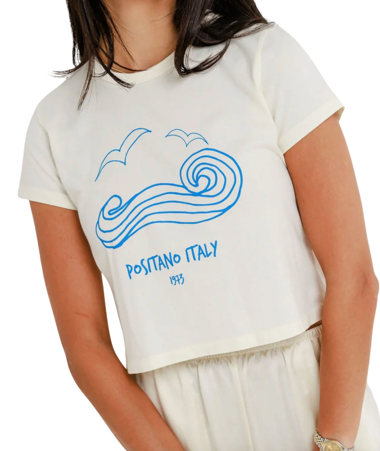 Sunny Somewhere Women Positano Italy Tiny Tee - Image 2