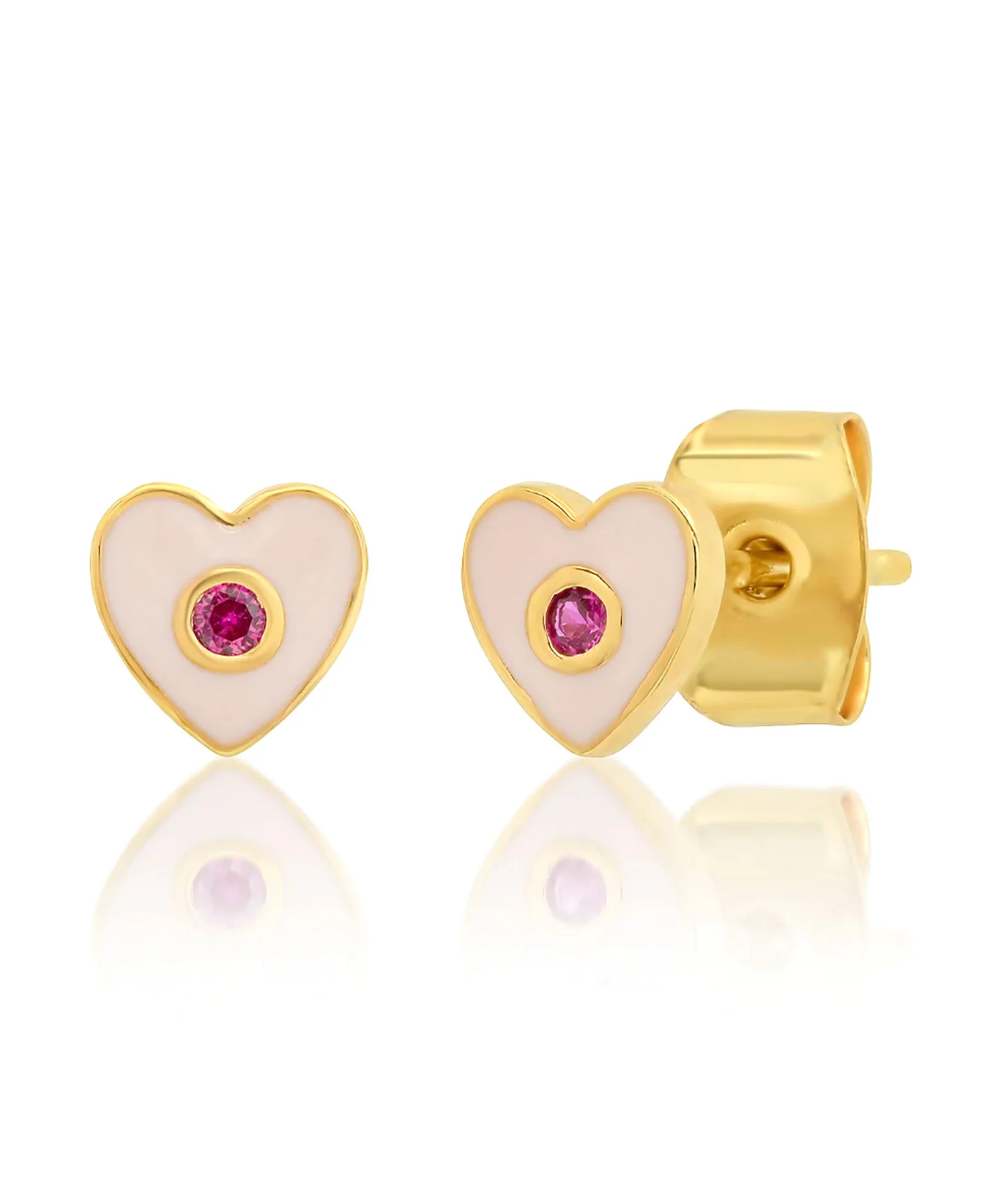 TAI Enamel Heart Studs With CZ Accent - Image 3