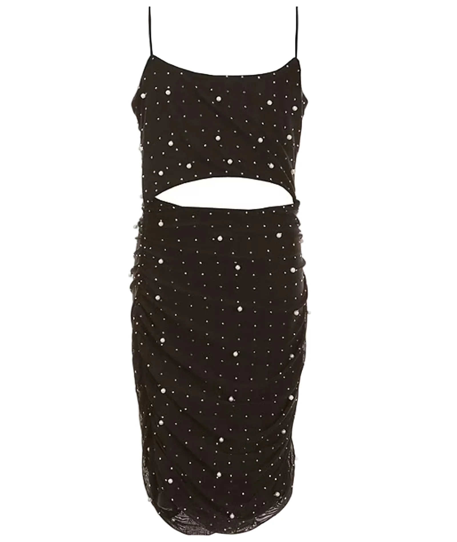 Theme Girls Maddison Black Pearl & Stud Mesh Cut Out Dress - Image 4