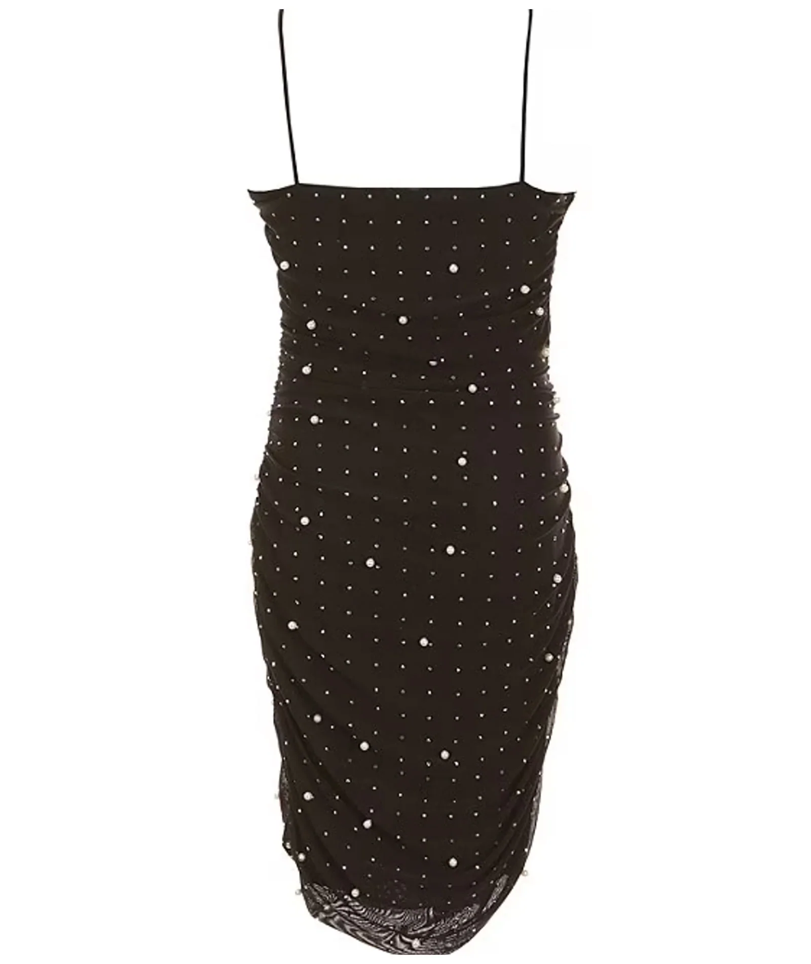 Theme Girls Maddison Black Pearl & Stud Mesh Cut Out Dress - Image 5