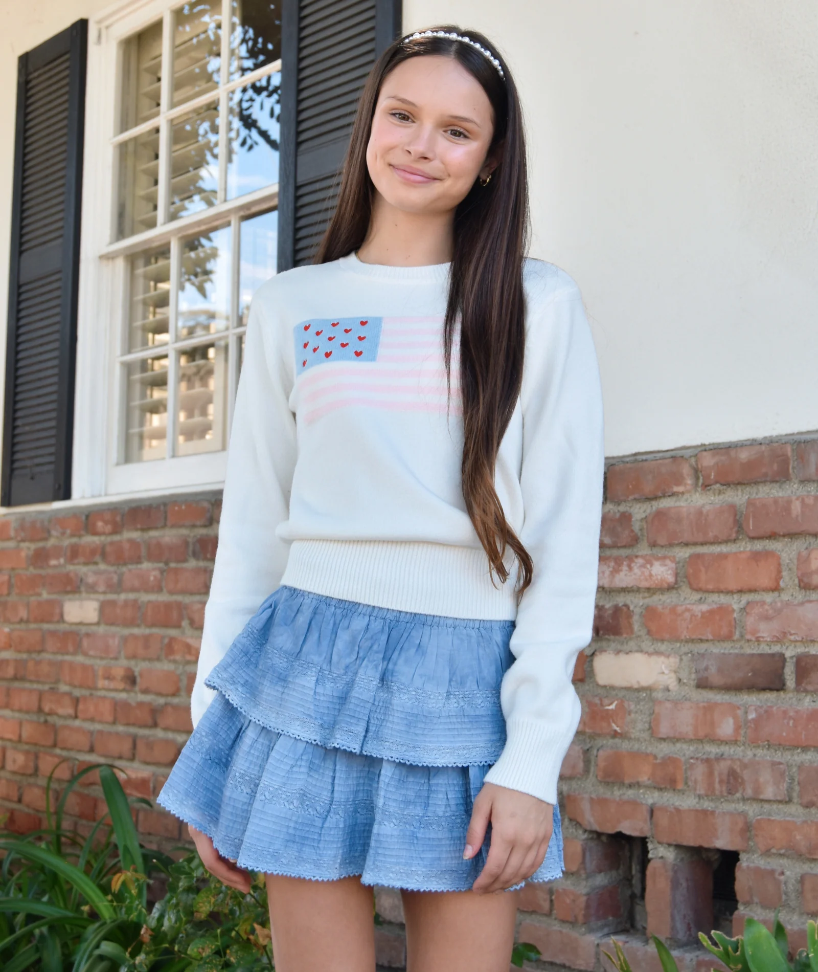 Theme Girls Tiegen American Flag Sweater - Image 3