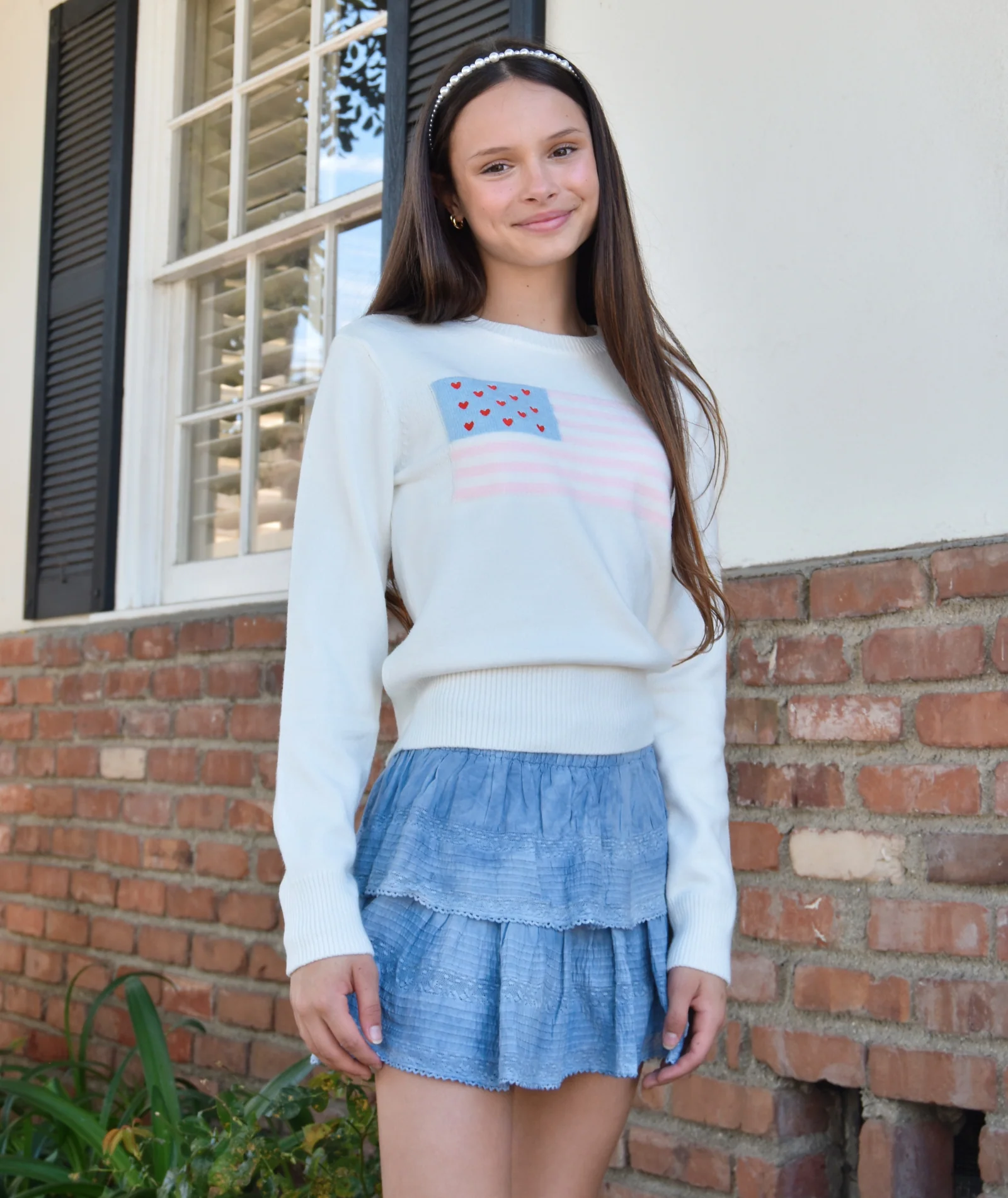 Theme Girls Tiegen American Flag Sweater - Image 5