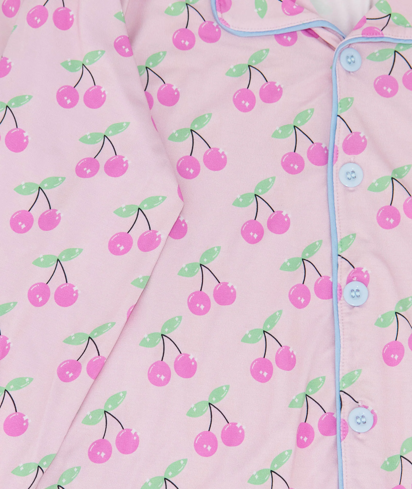 Tweenstyle Girls Bamboo Long Lounge Set Pink Cherries - Image 2