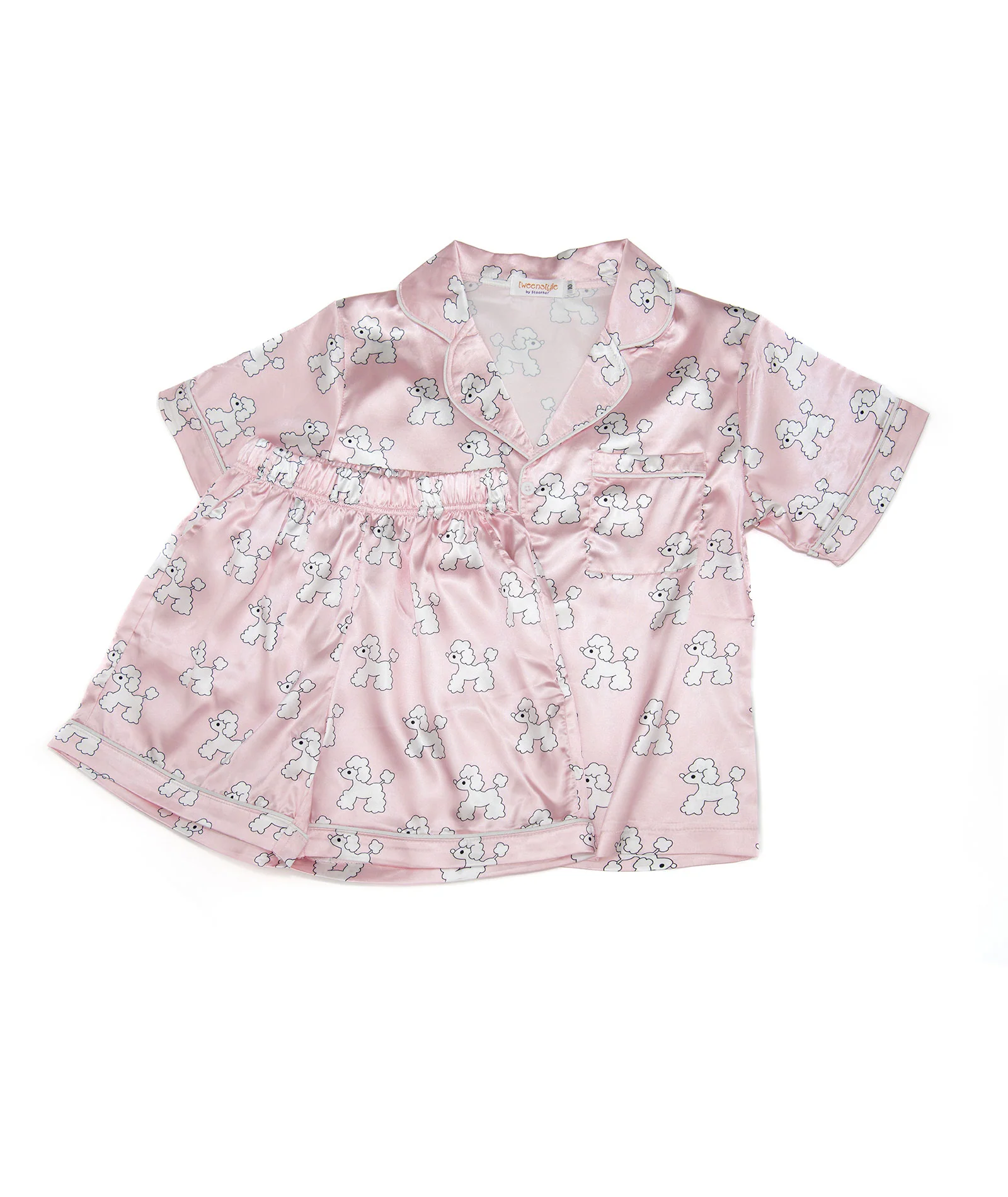 Tweenstyle Girls Silky Shorts Lounge Set Poodles - Image 3