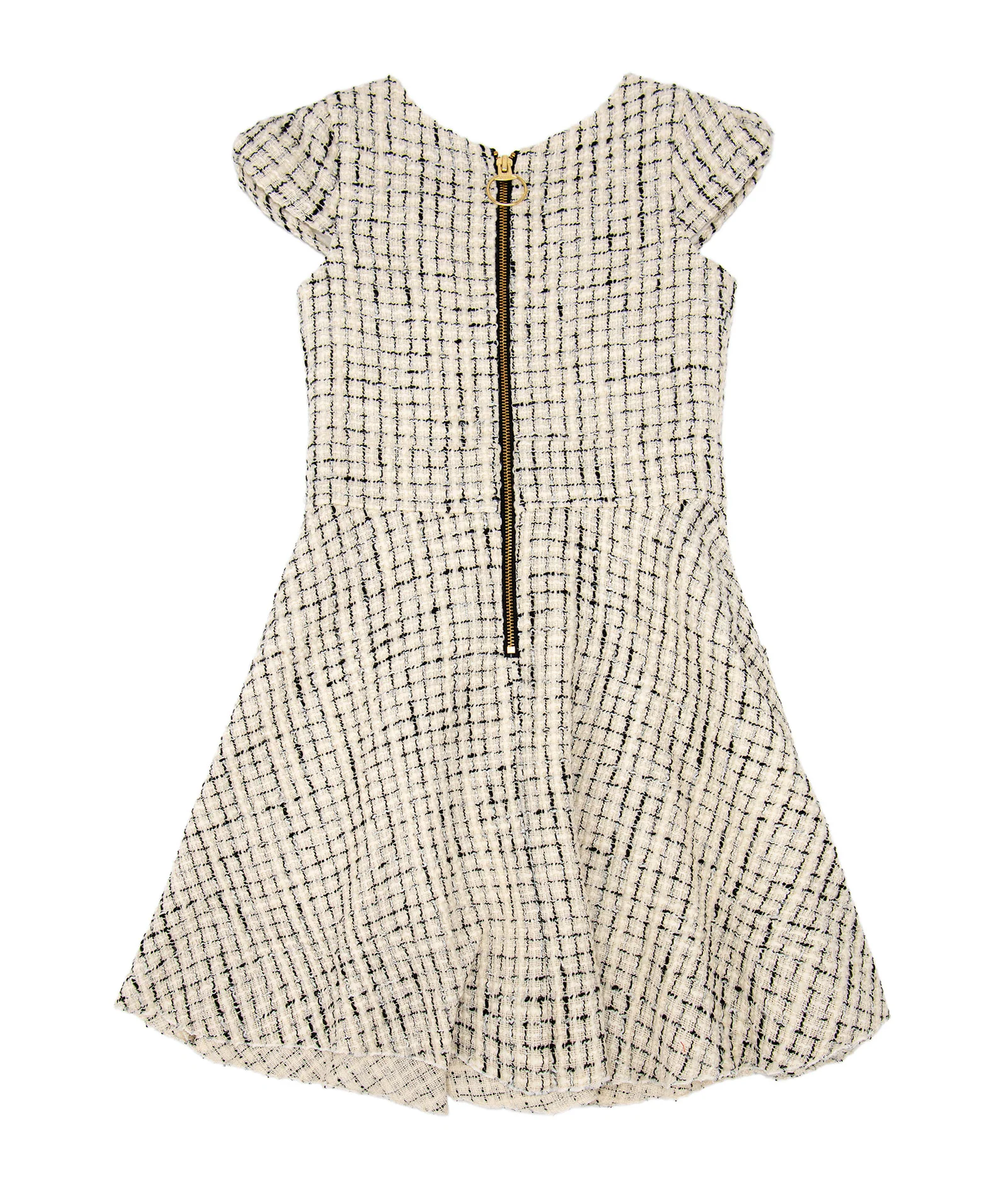 Zoe Ltd. Girls Sasha Black/White Tweed Cap Sleeve Pocket Dress - Image 2